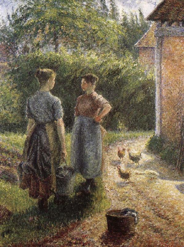 Camille Pissarro Woman in front of farmhouse France oil painting art